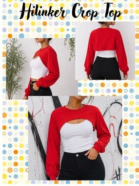 Hilinker Red Cutout Cropped Bolero Sweatshirt